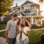 In front of their first home purchase